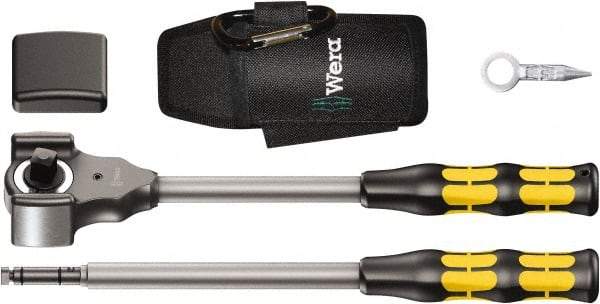 Wera - 1/2" Drive Square Head Ratchet Set - Nickel-Plated Finish, 13-27/64" OAL, 32 Gear Teeth - Apex Tool & Supply