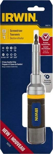 Irwin - 8-in-1 Mini-Ratchet Bit Screwdriver Kit - Phillips, Torx, Square, Nutdrivers, Ratcheting - Apex Tool & Supply