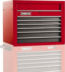 Proto - 6 Drawer Top Tool Chest - 34" Wide x 25-1/4" Deep x 27" High, Steel, Safety Red/Gray - Apex Tool & Supply
