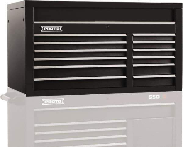 Proto - 12 Drawer Top Tool Chest - 50" Wide x 25-1/4" Deep x 27" High, Steel, Black - Apex Tool & Supply