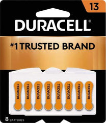 Duracell - Size 13, Zinc Air, 8 Pack, Hearing Aid Battery - 1.4 Volts, Flat Terminal, PR48, ANSI 7000ZD Regulated - Apex Tool & Supply