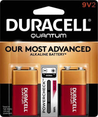 Duracell - Size 9V, Alkaline, 2 Pack, Standard Battery - 9 Volts, Snap Terminal, 6LR61, ANSI 1604A Regulated - Apex Tool & Supply