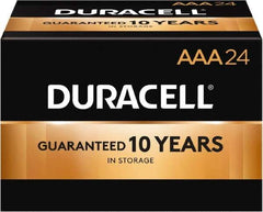 Duracell - Size AAA, Alkaline, 24 Pack, Standard Battery - 1.5 Volts, Button Tab Terminal, LR03, ANSI 24A Regulated - Apex Tool & Supply