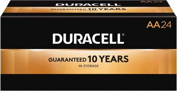 Duracell - Size AA, Alkaline, 24 Pack, Standard Battery - 1.5 Volts, Button Tab Terminal, LR6, ANSI 15A Regulated - Apex Tool & Supply