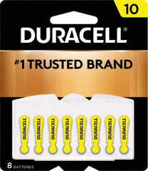 Duracell - Size 10, Zinc Air, 8 Pack, Hearing Aid Battery - 1.4 Volts, Flat Terminal, PR70, ANSI 7005ZD Regulated - Apex Tool & Supply