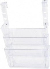 Deflect-o - 13" Wide x 4" Deep x 20" High, 3 Compartments, Plastic Hanging File Folder Racks-Plastic - Clear, 12-3/4" Compartment Width x 3-3/4" Compartment Depth x 6-3/4" Compartment Height - Apex Tool & Supply
