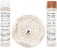 Value Collection - 4" Diam Loose Sewn, Cushion Sewn Buffing Wheel Set - 1/4" Arbor Hole - Apex Tool & Supply