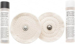 Value Collection - 4" Diam Cushion Sewn, Spiral Sewn Buffing Wheel Set - 1/2" Arbor Hole - Apex Tool & Supply