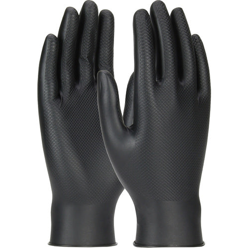 ‎67-246/L Disposable Gloves - Ambi-Dex Grippaz Industrial - Black - 6 Mil Nitrile - Fish Scale - 50/Box - Exact Industrial Supply