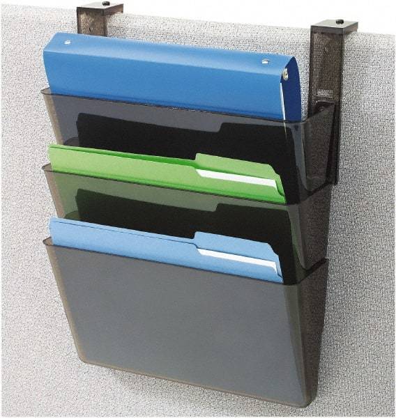 Deflect-o - 13" Wide x 7" High x 4" Deep Plastic Wall File - 3 Compartments, Black - Apex Tool & Supply