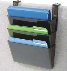 Deflect-o - 13" Wide x 7" High x 4" Deep Plastic Wall File - 3 Compartments, Black - Apex Tool & Supply