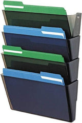 Deflect-o - 13" Wide x 7" High x 4" Deep Plastic Wall File - 4 Compartments, Smoke - Apex Tool & Supply