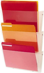 Deflect-o - 14-1/2" Wide x 6-1/2" High x 3" Deep Plastic Wall File - 3 Compartments, Clear - Apex Tool & Supply