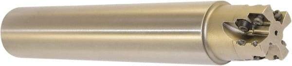Millstar - 1-1/2" Cut Diam, 1.58" Max Depth, 1-1/2" Shank Diam, Cylindrical Shank Indexable High-Feed End Mill - Screw Holding Method, HFCI-1204 Insert, HFSS Toolholder, Through Coolant - Apex Tool & Supply