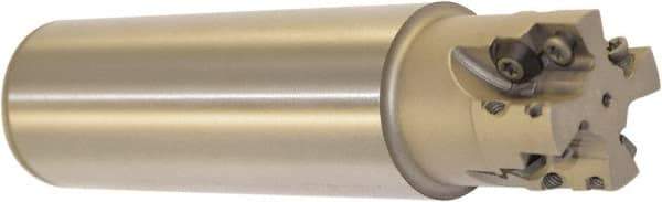 Millstar - 1-1/2" Cut Diam, 1.58" Max Depth, 1-1/2" Shank Diam, Cylindrical Shank Indexable High-Feed End Mill - Screw Holding Method, HFCI-1204 Insert, HFSS Toolholder, Through Coolant - Apex Tool & Supply