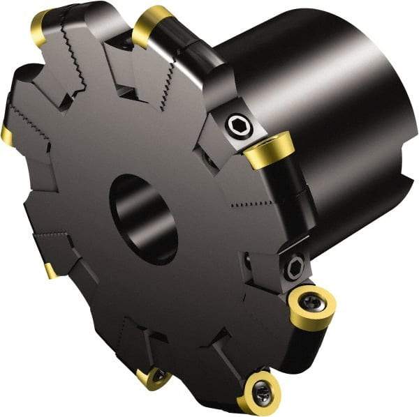 Sandvik Coromant - Shell Mount Connection, 1/2" Cutting Width, 2.106" Depth of Cut, 205.2mm Cutter Diam, 1-1/2" Hole Diam, 16 Tooth Indexable Slotting Cutter - 1-1/2" Shank Diam, R331.32 Toolholder, Rxx..MQ Insert, Right Hand Cutting Direction - Apex Tool & Supply