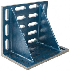 Interstate - 20" Wide x 12" Deep x 16" High Cast Iron Machined Angle Plate - Slotted Plate, Through-Slots on Surface, Double Web, Single Plate - Apex Tool & Supply