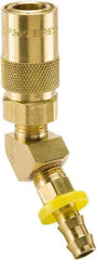 Parker - Nonthreaded Brass Hydraulic Hose Push-Lok Hose Barb Coupler & 45° Fitting - 200 psi, 3 GPM, 1/4" Hose Diam, Series Moldmate - Apex Tool & Supply