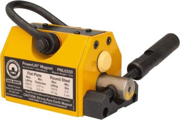 Mag-Mate - 250 Lb Load Capacity, Magnetic Lifter - 6-5/8" High x 2-5/8" Wide, 2" Head/Holder Diam, 2 Poles, For Use with Flat & Round Ferrous Metal - Apex Tool & Supply