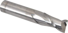 Accupro - 5/8", 1-1/4" LOC, 5/8" Shank Diam, 3-1/2" OAL, 2 Flute, Solid Carbide Square End Mill - Single End, Uncoated, Spiral Flute, 40° Helix, Centercutting, Right Hand Cut, Right Hand Flute - Apex Tool & Supply