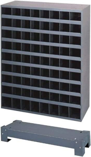 Durham - 72 Bin Bin Shelving Unit with Openings and Base - 12 Inch Overall Depth x 42 Inch Overall Height, Gray Steel Bins - Apex Tool & Supply