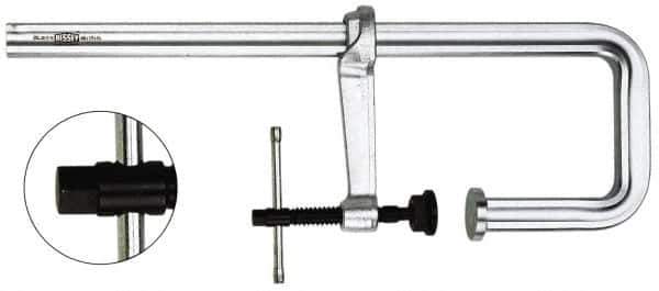 Bessey - 7" Deep Throat, 20" Max Capacity, Step Over Sliding Arm Clamp - 4,880 Lb Clamping Pressure, 0.85" Spindle Diam - Apex Tool & Supply