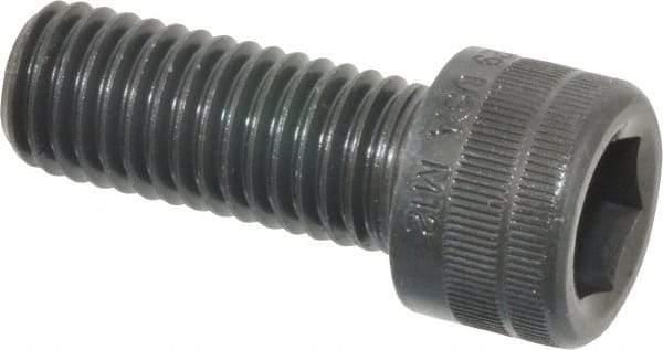 Holo-Krome - M12x1.75 Metric Coarse Hex Socket Drive, Socket Cap Screw - Grade 12.9 Alloy Steel, Black Oxide Finish, Fully Threaded, 30mm Length Under Head - Apex Tool & Supply