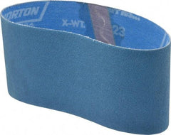 Norton - 3-1/2" Wide x 15-1/2" OAL, 80 Grit, Zirconia Alumina Abrasive Belt - Zirconia Alumina, Medium, Coated, X Weighted Cloth Backing, Series R823 - Apex Tool & Supply