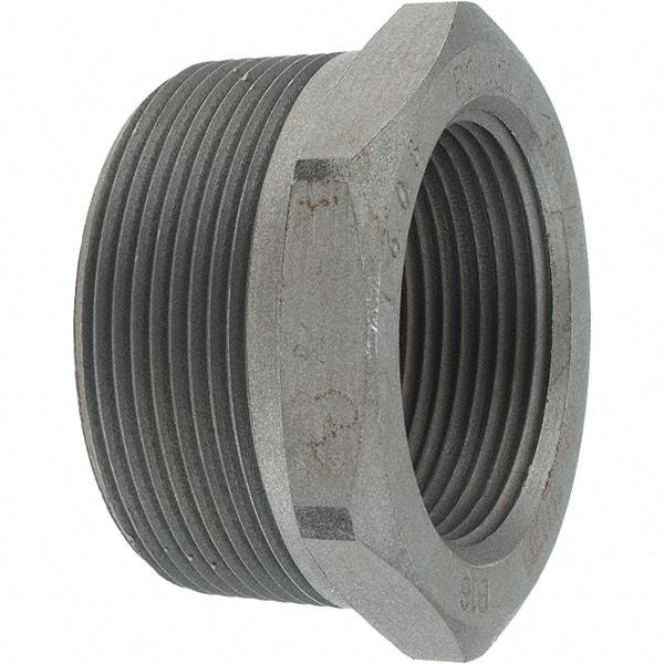 Made in USA - Size 2 x 1-1/2", Class 3,000, Forged Carbon Steel Black Pipe Hex Bushing - 3,000 psi, Threaded End Connection - Apex Tool & Supply