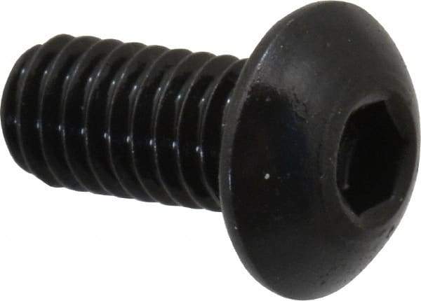 Holo-Krome - M4x0.70 Metric Coarse Hex Socket Drive, Button Screw - Grade 12.9 Alloy Steel, Black Oxide Finish, Fully Threaded, 8mm Length Under Head - Apex Tool & Supply