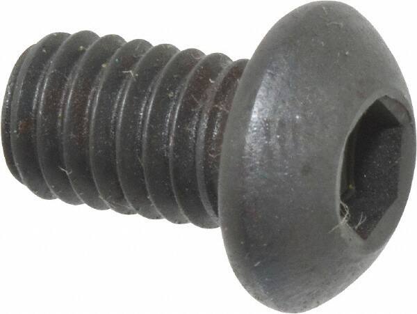 Holo-Krome - M6x1.00 Metric Coarse Hex Socket Drive, Button Screw - Grade 12.9 Alloy Steel, Black Oxide Finish, Fully Threaded, 10mm Length Under Head - Apex Tool & Supply