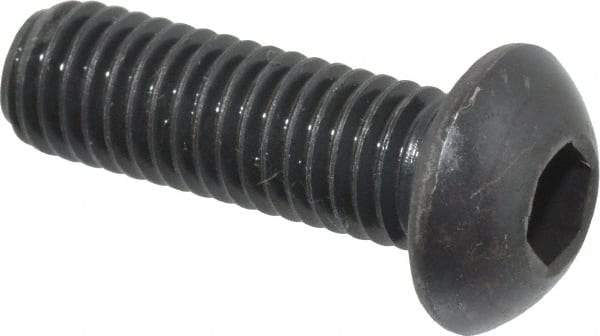 Holo-Krome - M8x1.25 Metric Coarse Hex Socket Drive, Button Screw - Grade 12.9 Alloy Steel, Black Oxide Finish, Fully Threaded, 25mm Length Under Head - Apex Tool & Supply