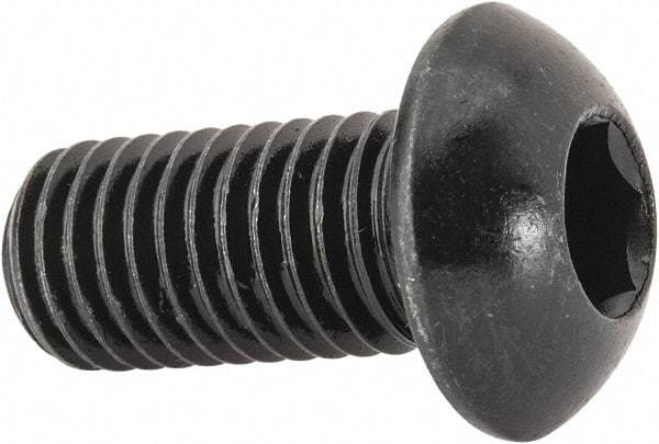 Holo-Krome - M12x1.75 Metric Coarse Hex Socket Drive, Button Screw - Grade 12.9 Alloy Steel, Black Oxide Finish, Fully Threaded, 25mm Length Under Head - Apex Tool & Supply