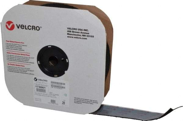 VELCRO Brand - 2" Wide x 25 Yd Long Adhesive Backed Loop Roll - Continuous Roll, Black - Apex Tool & Supply