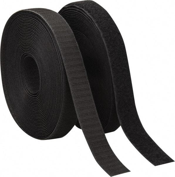 VELCRO Brand - 1" Wide x 10 Yd Long Sew On Hook & Loop Roll - Continuous Roll, Black - Apex Tool & Supply