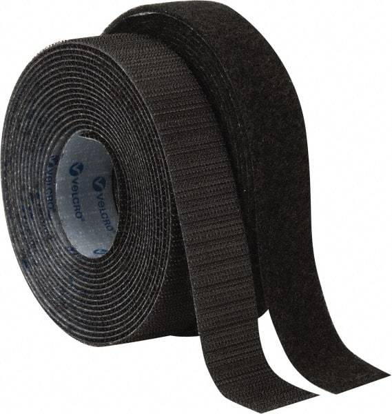 VELCRO Brand - 1" Wide x 5 Yd Long Adhesive Backed Hook & Loop Roll - Continuous Roll, Black - Apex Tool & Supply