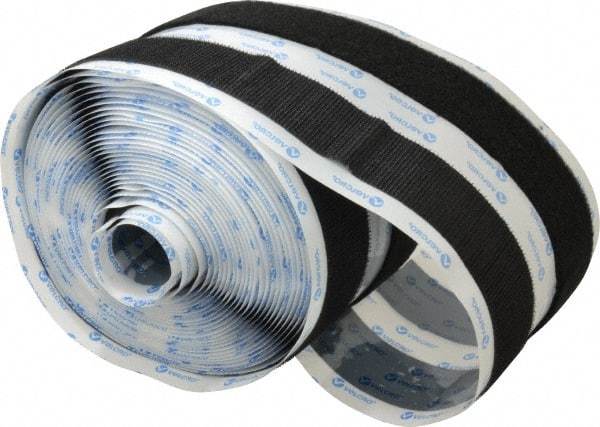 VELCRO Brand - 1-1/2" Wide x 10 Yd Long Adhesive Backed Hook & Loop Roll - Continuous Roll, Black - Apex Tool & Supply