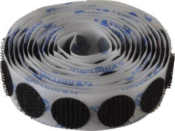 VELCRO Brand - 100 Piece 5/8" Wide Adhesive Backed Hook Dots - Packaged Pieces, Black - Apex Tool & Supply