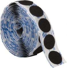 VELCRO Brand - 100 Piece 3/4" Wide Adhesive Backed Hook Dots - Packaged Pieces, Black - Apex Tool & Supply