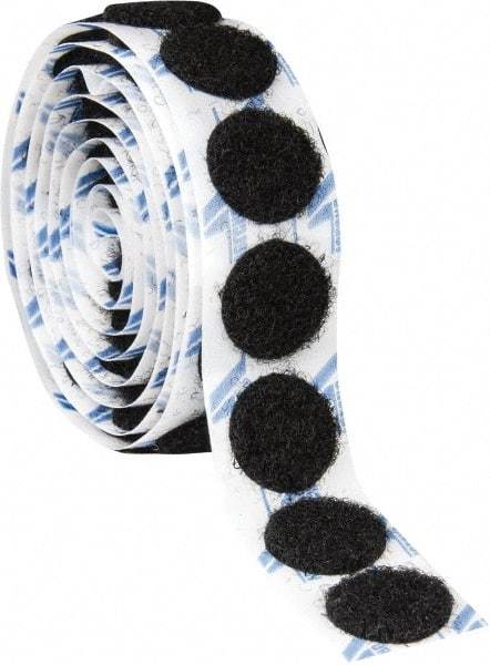 VELCRO Brand - 100 Piece 3/4" Wide Adhesive Backed Loop Dots - Packaged Pieces, Black - Apex Tool & Supply