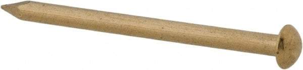 Made in USA - 14 Gauge, 1-1/4" OAL Escutcheon Pin Nails - Smooth Shank, Brass, Bright Finish - Apex Tool & Supply