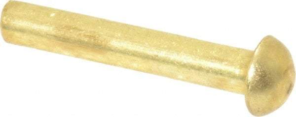 Made in USA - 1/8" Body Diam, Round Brass Solid Rivet - 3/4" Length Under Head - Apex Tool & Supply