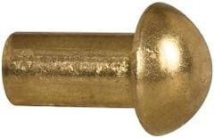 Made in USA - 3/16" Body Diam, Round Brass Solid Rivet - 3/8" Length Under Head - Apex Tool & Supply