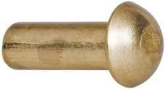 Made in USA - 3/16" Body Diam, Round Brass Solid Rivet - 1/2" Length Under Head - Apex Tool & Supply