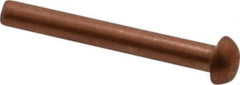 Made in USA - 1/8" Body Diam, Round Copper Solid Rivet - 1" Length Under Head - Apex Tool & Supply