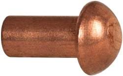 Made in USA - 3/16" Body Diam, Round Copper Solid Rivet - 3/8" Length Under Head - Apex Tool & Supply