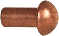 Made in USA - 3/16" Body Diam, Round Copper Solid Rivet - 3/8" Length Under Head - Apex Tool & Supply