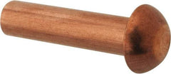 Made in USA - 3/16" Body Diam, Round Copper Solid Rivet - 3/4" Length Under Head - Apex Tool & Supply