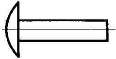 Made in USA - 3/16" Body Diam, Brazier Aluminum Solid Rivet - 5/8" Length Under Head, Grade 2117-T4, 0.467" Head Diam x 3/32" Head Height - Apex Tool & Supply