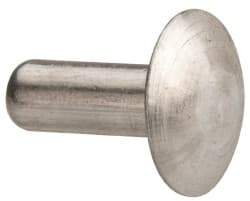 Made in USA - 3/16" Body Diam, Brazier Aluminum Solid Rivet - 1/2" Length Under Head, Grade 1100F, 0.467" Head Diam x 3/32" Head Height - Apex Tool & Supply
